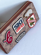 Load image into Gallery viewer, Coach Wallet Womens Accordion Zip Tech Brown Patches Signature Canvas Ski C7204