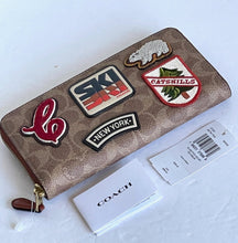 Load image into Gallery viewer, Coach Wallet Womens Accordion Zip Tech Brown Patches Signature Canvas Ski C7204