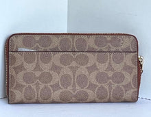 Load image into Gallery viewer, Coach Wallet Womens Accordion Zip Tech Brown Patches Signature Canvas Ski C7204