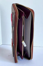 Load image into Gallery viewer, Coach Wallet Womens Accordion Zip Tech Brown Patches Signature Canvas Ski C7204