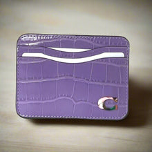 Load image into Gallery viewer, Coach Wavy Card Case Purple Croc Embossed Coachtopia Leather Slim CT386