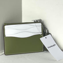 Load image into Gallery viewer, Coach Wavy Zip Card Case Wallet Coachtopia Olive Green Leather Key Ring CBM04