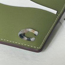Load image into Gallery viewer, Coach Wavy Zip Card Case Wallet Coachtopia Olive Green Leather Key Ring CBM04
