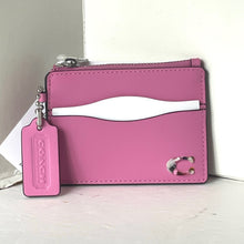 Load image into Gallery viewer, Coach Wavy Zip Card Case Wallet Coachtopia Pink Leather Key Ring CBM04