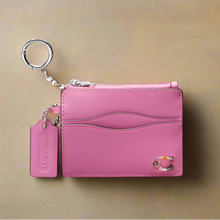 Load image into Gallery viewer, Coach Wavy Zip Card Case Wallet Coachtopia Pink Leather Key Ring CBM04