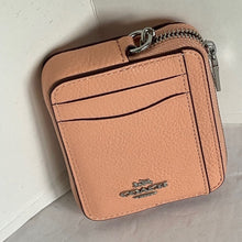Load image into Gallery viewer, Coach Zip Card Case 6303 ID Wallet Blush Pebbled Leather Chain Strap Womens