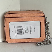 Load image into Gallery viewer, Coach Zip Card Case 6303 ID Wallet Blush Pebbled Leather Chain Strap Womens