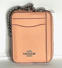 Load image into Gallery viewer, Coach Zip Card Case 6303 ID Wallet Blush Pebbled Leather Chain Strap Womens