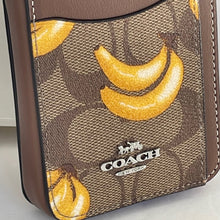 Load image into Gallery viewer, Coach Zip Card Case Banana CR833 ID Wallet Brown Canvas Leather Chain Strap