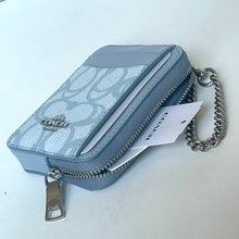Load image into Gallery viewer, Blue Coach wallet with chain on a white background