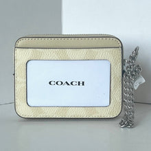 Load image into Gallery viewer, Coach Zip Card Case CW883 ID Wallet Yellow Signature Canvas Chain Strap ORGPKG