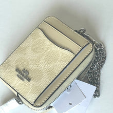 Load image into Gallery viewer, Coach Zip Card Case CW883 ID Wallet Yellow Signature Canvas Chain Strap ORGPKG