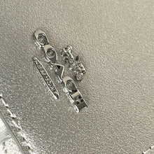 Load image into Gallery viewer, Coach Zip Card Case CW890 ID Wallet Silver Smooth Leather Chain Strap