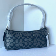 Load image into Gallery viewer, Coach Charlotte Shoulder Bag Signature Canvas Gunmetal CX580 Leather