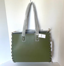Load image into Gallery viewer, Green handbag with studded details on a white background
