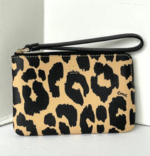 Load image into Gallery viewer, Coach Corner Zip Wristlet Leopard Print CW859 Coated Canvas Clutch Wallet