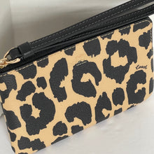 Load image into Gallery viewer, Coach Corner Zip Wristlet Leopard Print CW859 Coated Canvas Clutch Wallet