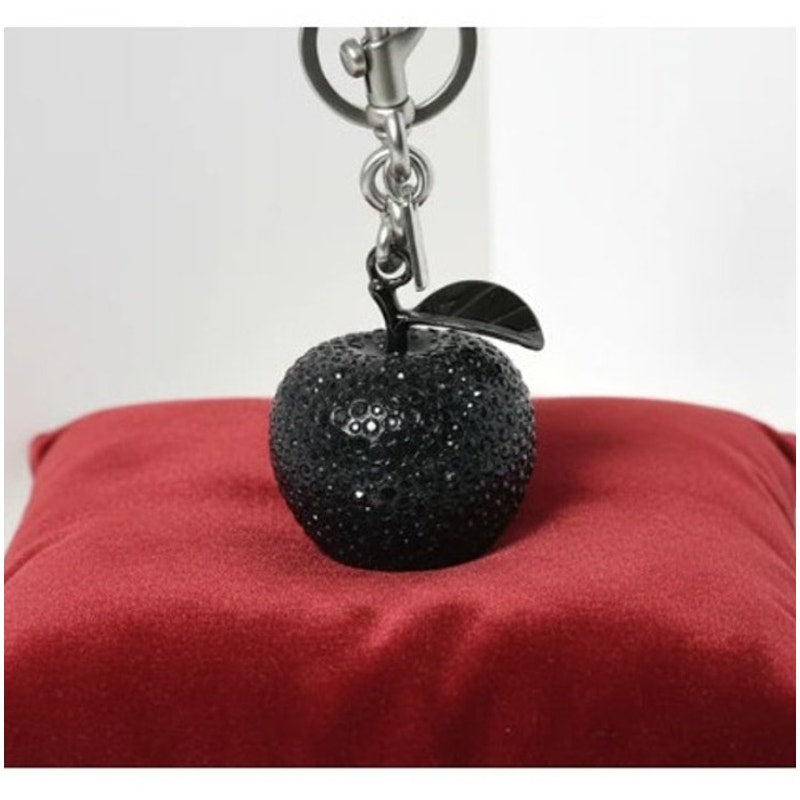 Coach Crystal Apple Bag Charm Black Silver Keychain CCD29 Original