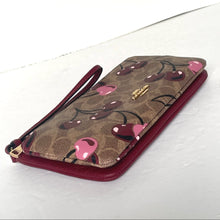 Load image into Gallery viewer, Coach Double Zip Phone Wallet Cherry Print Signature Canvas Wristlet CZ763