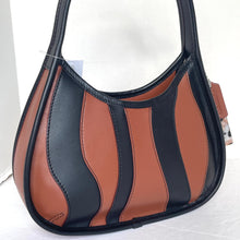Load image into Gallery viewer, Coach Ergo Bag Wavy Stripe Upcrafted Brown Black Leather Coachtopia 90s CQ004