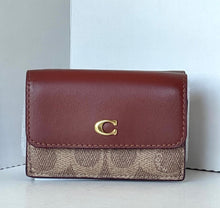 Load image into Gallery viewer, Coach Essential Mini Trifold Wallet Brown Signature Canvas CM438 Rust ORGPKG