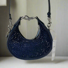 Load image into Gallery viewer, Coach Jonie Bag Crystal Beaded Leather Crossbody Blue Mini CW574 Wristlet