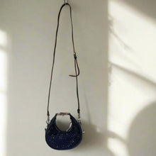 Load image into Gallery viewer, Coach Jonie Bag Crystal Beaded Leather Crossbody Blue Mini CW574 Wristlet
