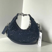 Load image into Gallery viewer, Coach Jonie Bag Crystal Beaded Leather Crossbody Blue Mini CW574 Wristlet