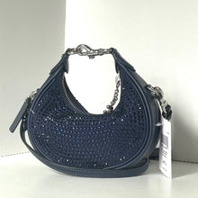 Load image into Gallery viewer, Coach Jonie Bag Crystal Beaded Leather Crossbody Blue Mini CW574 Wristlet