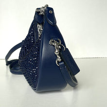 Load image into Gallery viewer, Coach Jonie Bag Crystal Beaded Leather Crossbody Blue Mini CW574 Wristlet