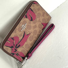 Load image into Gallery viewer, Coach Long Zip Around Red Bow Wallet Phone Wristlet Brown Canvas CZ326