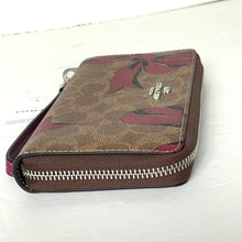 Load image into Gallery viewer, Coach Long Zip Around Red Bow Wallet Phone Wristlet Brown Canvas CZ326
