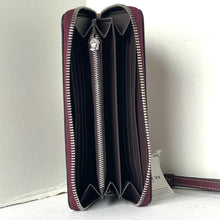 Load image into Gallery viewer, Coach Long Zip Around Red Bow Wallet Phone Wristlet Merlot Canvas CZ327