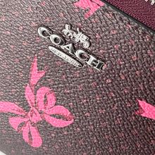 Load image into Gallery viewer, Coach Pink Bow Long Zip Around Wallet Phone Wristlet Merlot Canvas CZ327