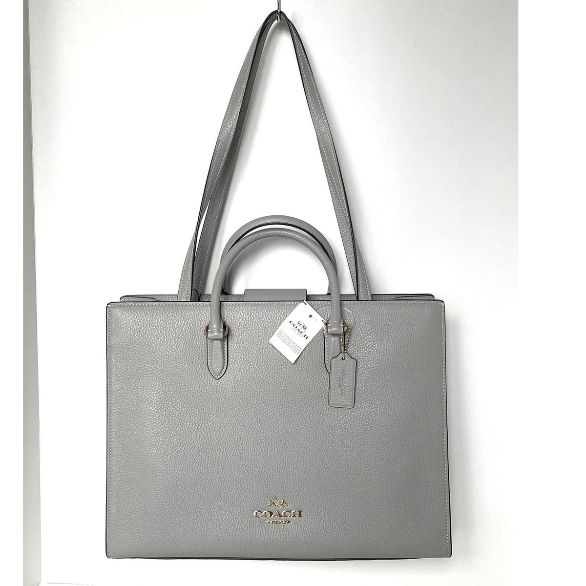 Coach Maggie Large Tote CY666 Dove Gray Pebbled Leather Shoulder 