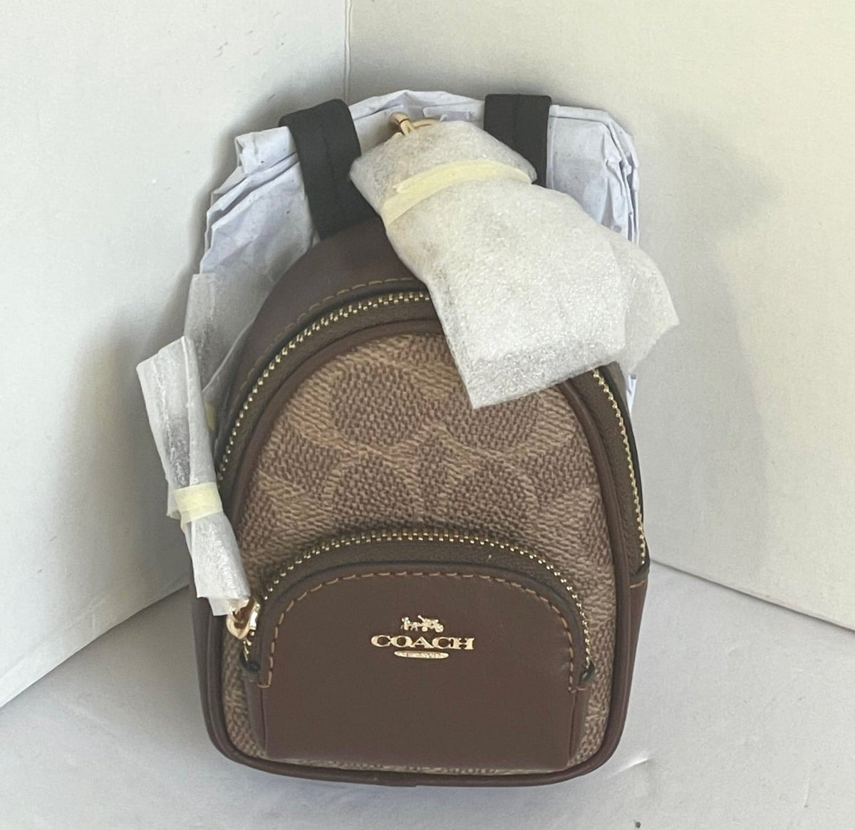Coach Brown Signature Mini Backpack with Matching Wallet COACH MINI BACKPACK BAG CHARM BROWN/KHAKI New | Mercari main image 4
