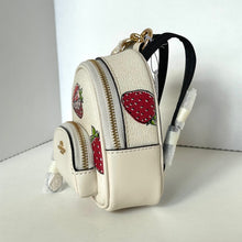 Load image into Gallery viewer, Coach Mini Court Strawberry Backpack Bag Charm CAO93 White Keychain ORGPKG