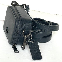 Load image into Gallery viewer, Coach Mini Crossbody Pouch Black Crossgrain Leather CP271 Cards Earbuds Case