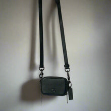 Load image into Gallery viewer, Coach Mini Crossbody Pouch Black Crossgrain Leather CP271 Cards Earbuds Case