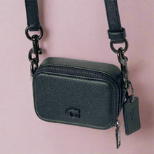 Load image into Gallery viewer, Coach Mini Crossbody Pouch Black Crossgrain Leather CP271 Cards Earbuds Case