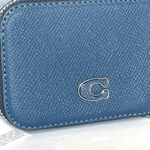 Load image into Gallery viewer, Coach Mini Crossbody Pouch Blue Crossgrain Leather CP271 Cards Earbuds Case