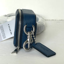 Load image into Gallery viewer, Coach Mini Crossbody Pouch Blue Crossgrain Leather CP271 Cards Earbuds Case