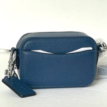 Load image into Gallery viewer, Coach Mini Crossbody Pouch Blue Crossgrain Leather CP271 Cards Earbuds Case