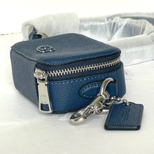 Load image into Gallery viewer, Coach Mini Crossbody Pouch Blue Crossgrain Leather CP271 Cards Earbuds Case