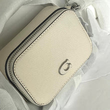 Load image into Gallery viewer, Coach Mini Crossbody Pouch White Crossgrain Leather CP271 Cards Earbuds Case