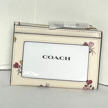 Load image into Gallery viewer, Coach Mini Skinny ID Wallet Womens White Heart Keyring Canvas Leather CW967