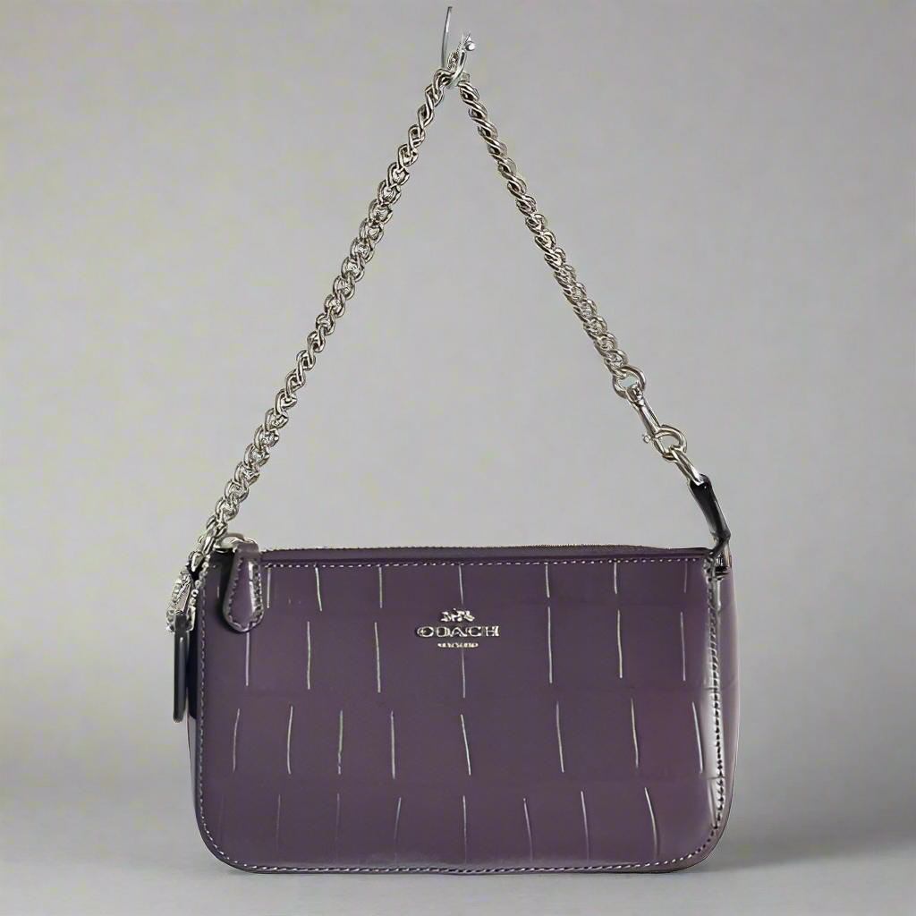 Coach Nolita 19 Croc Embossed Shoulder Bag Soft Purple