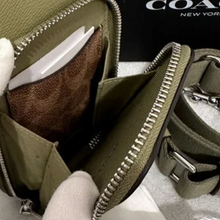 Load image into Gallery viewer, Coach Phone Crossbody Bag CP272 Crossgrain Leather Moss Pockets ORGPKG