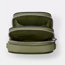 Load image into Gallery viewer, Coach Phone Crossbody Bag CP272 Crossgrain Leather Moss Pockets ORGPKG