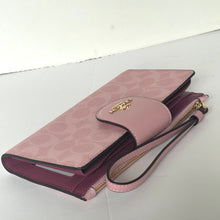 Load image into Gallery viewer, Coach Phone ID Wallet Wristlet CW780 Powder Pink Signature Canvas Clutch Bag